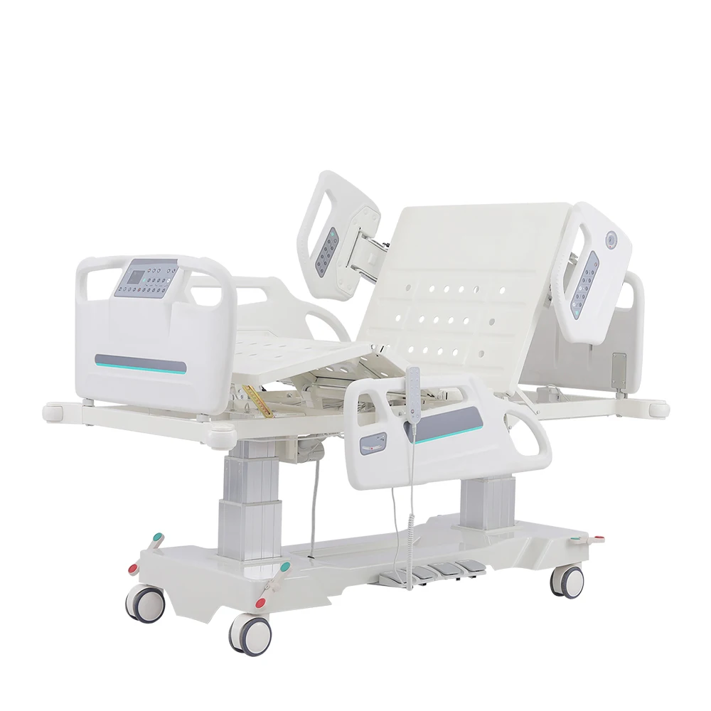 Hospital Electric ICU Bed Side Rails-Five Motor Adjustable Stainless Steel Medical Bed for Critical Care Pressure Relief 2
