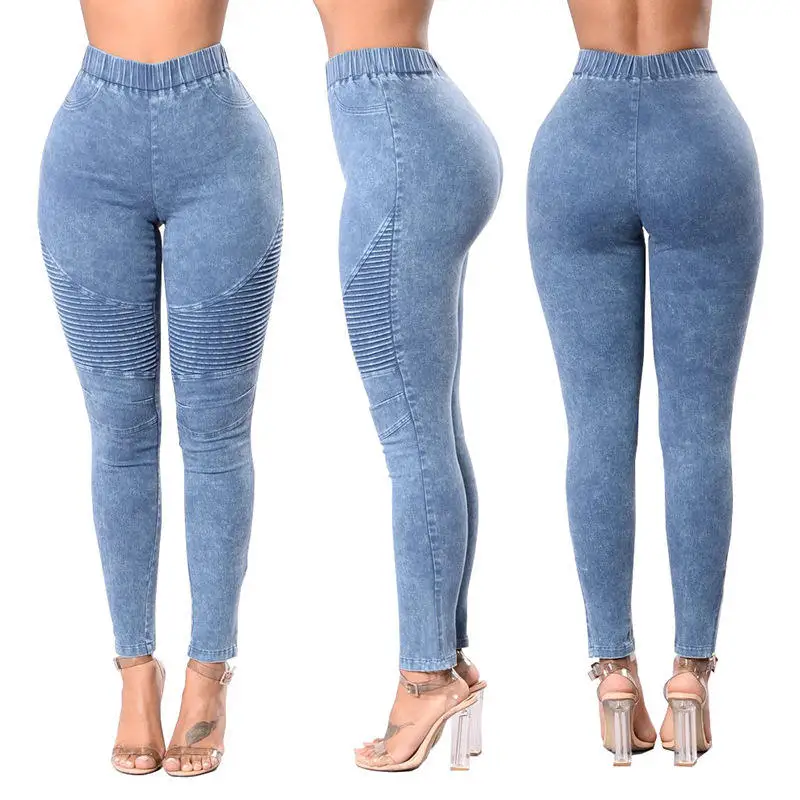 Wholesale Fashion Trendy Slim Fit Retro High Waist Butt Liftingthin Women's Skinny Jeans Female Hot Denim Jeans Pants Trousers