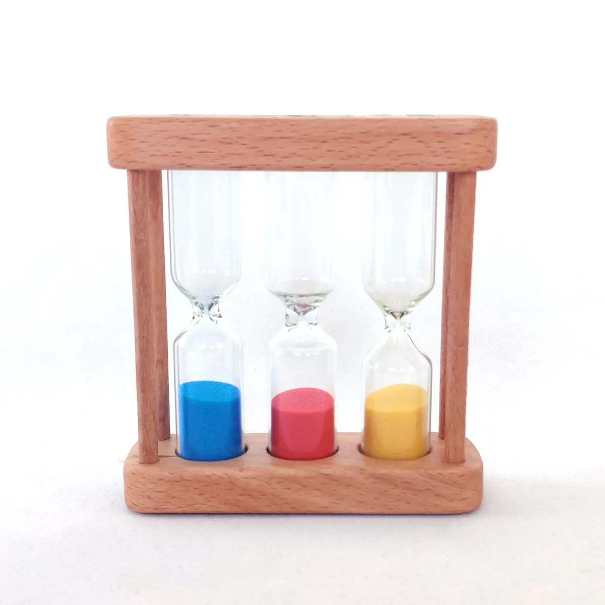 Factory directly sale new design countdown tool 3-color hourglass with wood base