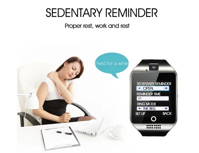 Q18 Smart Watch With Sim Card and Camera Mobile Inch Sport Wrist Heart  Rate Music Recorder Calls Q18 Android Watch Phone