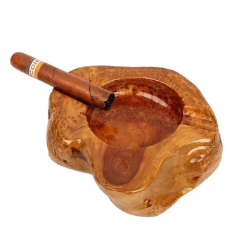 Custom Decorative Creative Wooden Cigar Ashtray Outdoors and Indoors Portable Ash Tray