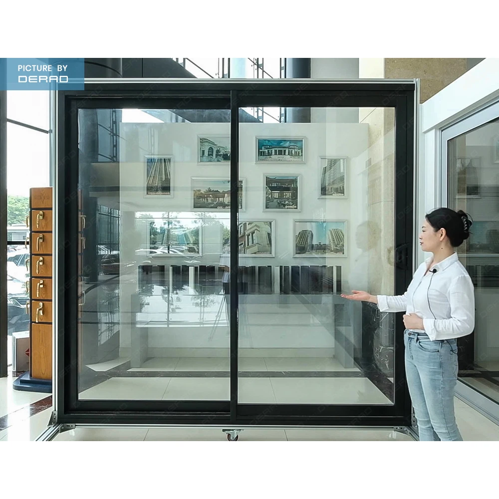 Sliding Glass Door Custom Apartment Public Building Commercial Aluminium Frame Sliding Doors with Double Glazed Tempered Glass manufacture