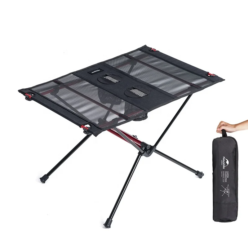 Naturehike outdoor picnic lightweight folding mesh camping table na may lalagyan ng tasa