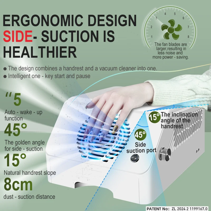 product 2032 120w high end desktop gel nail vacuum cleaner intelligent 3 in 1 pedicure manicure tabletop nail dust collectorhepa h13-2