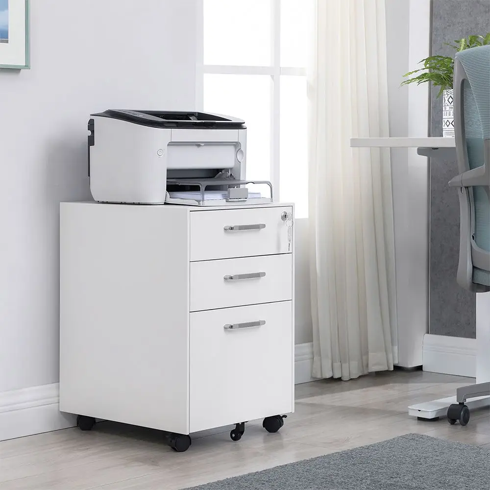 Mobile 3 Drawer Metal Mobile Cabinet Rolling Pedestal Sidetable Movable ...
