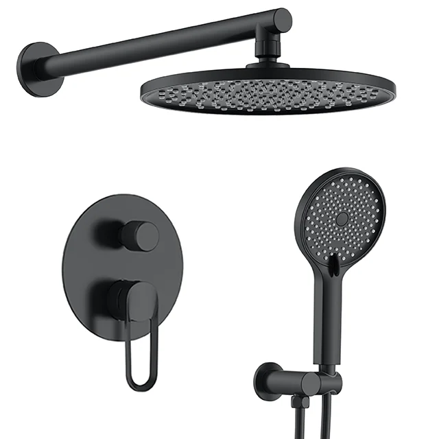 Modern 10" Wall Mounted Rain Shower System With Handheld Shower Solid Brass