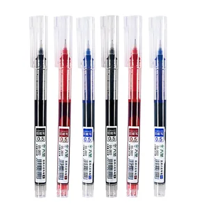 Straight Liquid Neutral Pen 0.5mm Needle Tip Signature Pen Fast Drying Large Capacity Red Black Blue Ballpoint Pen