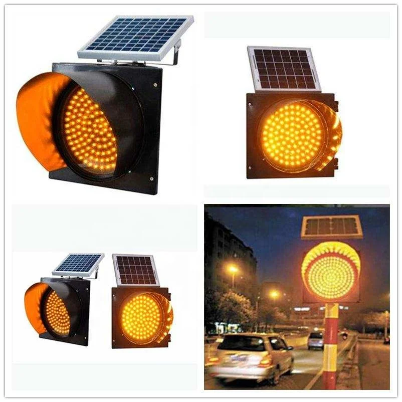 Solar Powered LED Yellow Amber Slow Down Flashing LED Traffic Road Safety Warning Strobe  Light