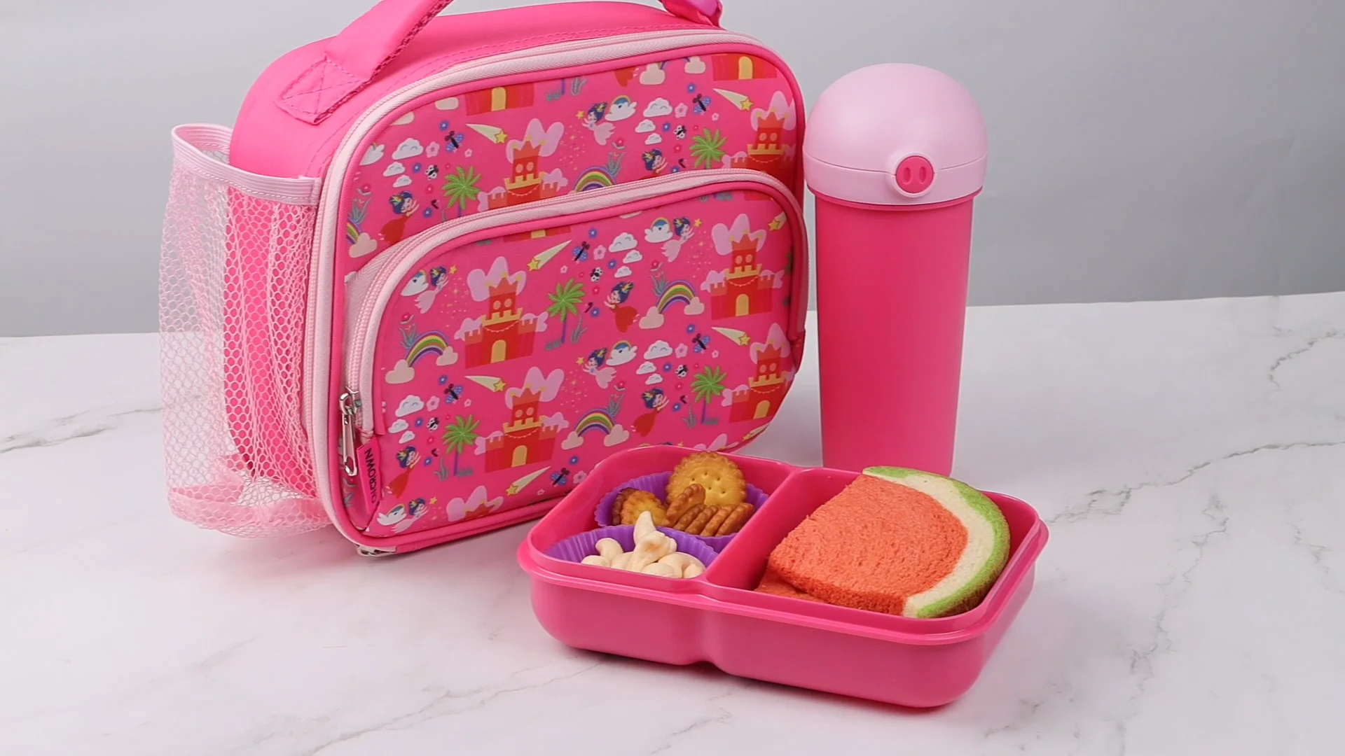 2 Compartments Cute Kids Bento Lunch Box Bpa Free Carry-all Lunch Box