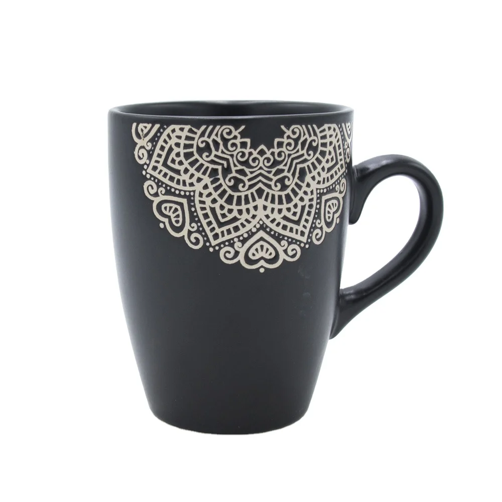 Hot Selling Black Background Golden Pattern Color Silk Screen Self Stirring  Mug - Buy Color Silk Screen Self Stirring Mug,Silk Print Ceramic Coffee Mug,Silk  Screen Printing High Temperature Porcelain Mug Ceramic Product