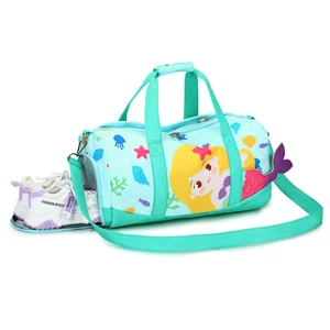 Personalized Cartoon Mermaid Overnight Weekender Duffle Travel Bags for Kids Girls