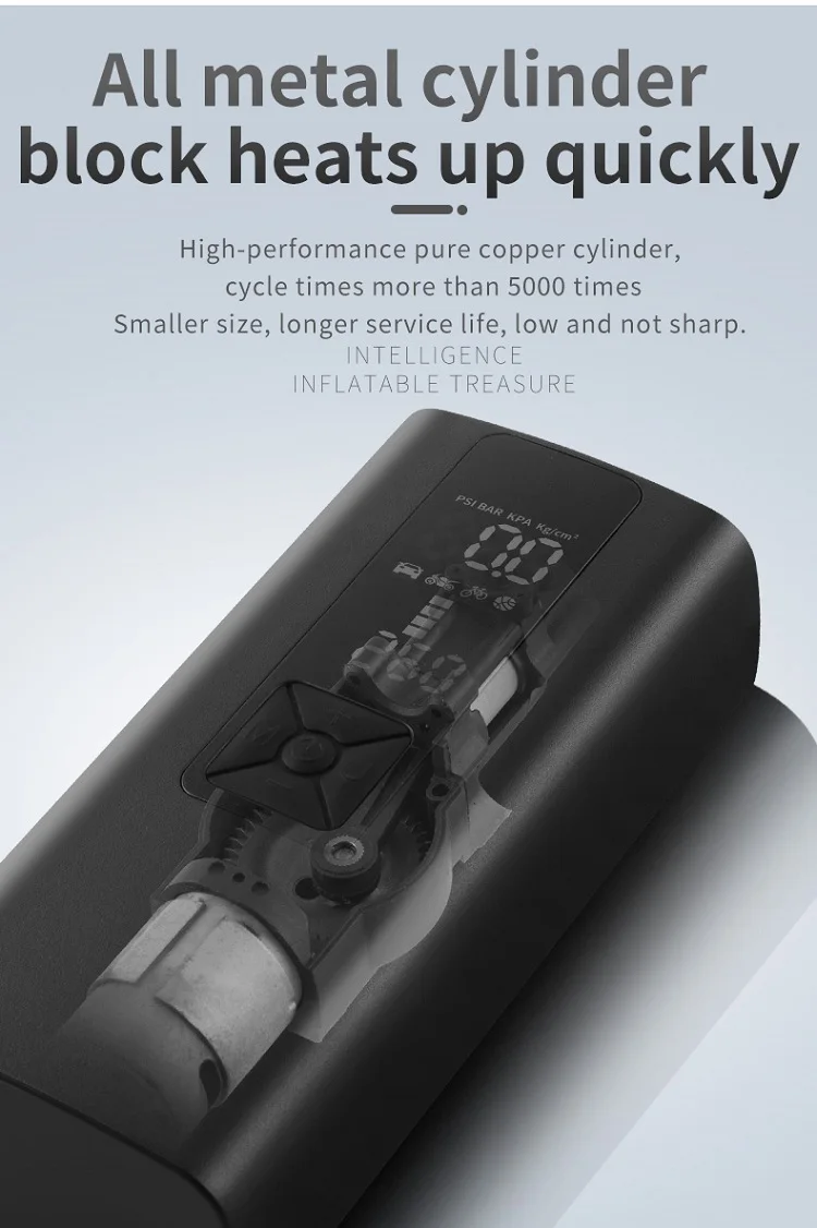 YP003 Best Selling Wireless Smart Tire Inflators Lightweight Electric Fast Pumping Portable Air Pump with 8000mAh