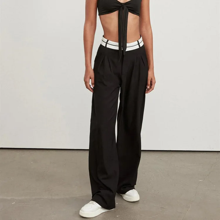 High Waist Full Length Trousers  Straight Leg Office Pants for Business Casual Wear thumbnail