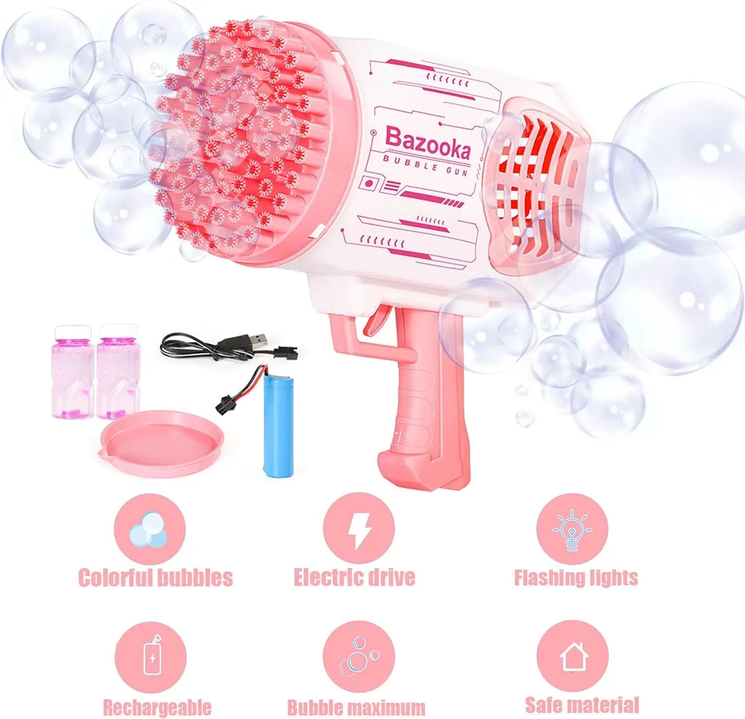 Wholesale Automatic Electric Kids 69 Holes Rocket Boom Bubble Launcher Shooter Gun Machine Toys Bazooka Bubble Gun For Kids