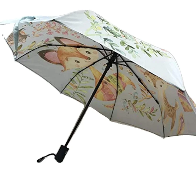 3 Folding Umbrella Automatic Open Close with Custom Africa Picture Printing logo Print Fold Umbrella UV Coating Folding Umbrella