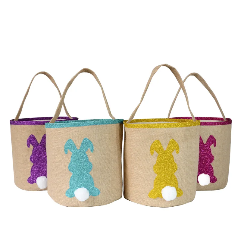 Easter Bunny Burlap Bag Baskets Jute. Easter Egg Hunt Bags. Brand New