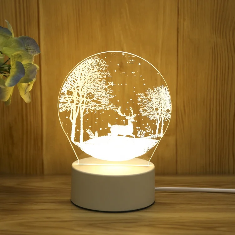 Gift Custom USB Acrylic 3D Printing Cartoon Night Light Bedroom Bedside Small Table Lamp Night Decoration LED Lamp