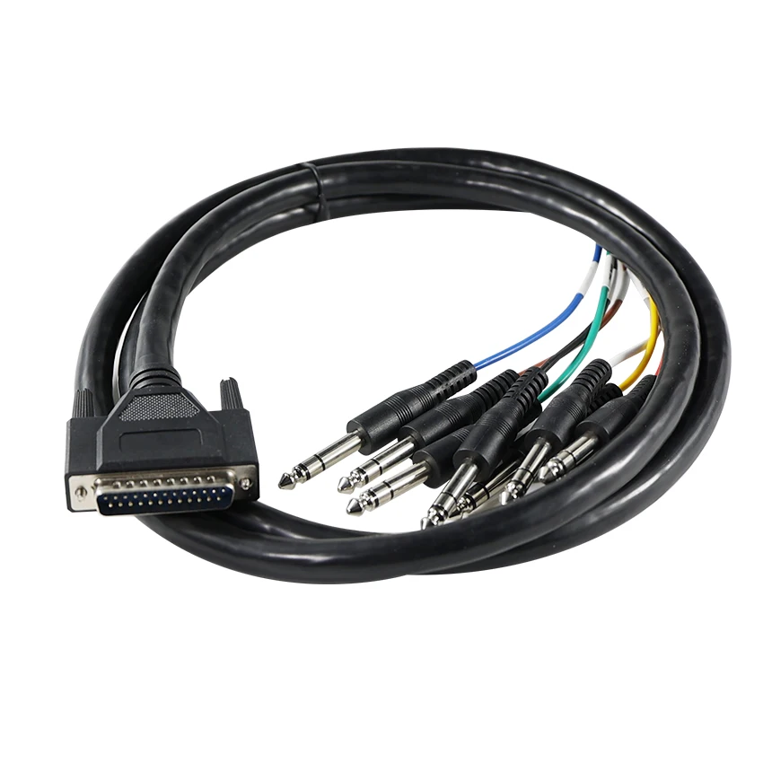 8-Way DB25 to DC Jack 3.5mm Audio Cable Splitter Quick D SUB 25 Pin with Round Split Black Cable of 1m 2m 10m Lengths