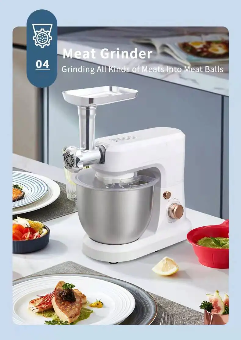 5 In 1 Professional Cake Mixer Machine With Rotating Bowl Food