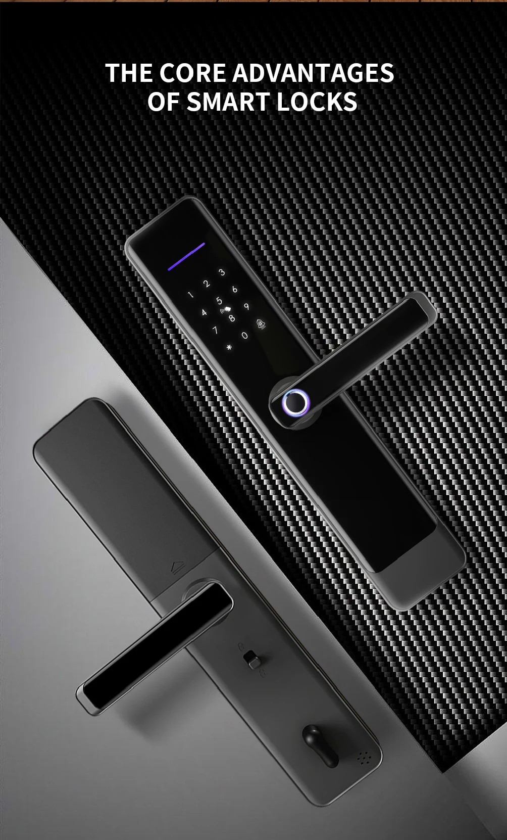 Smartek E908F 6068 Keyless Entry Mật khẩu vân tay Thẻ RFID Khóa ứng dụng Sinh trắc học kỹ thuật số TTlock Khóa cửa thông minh