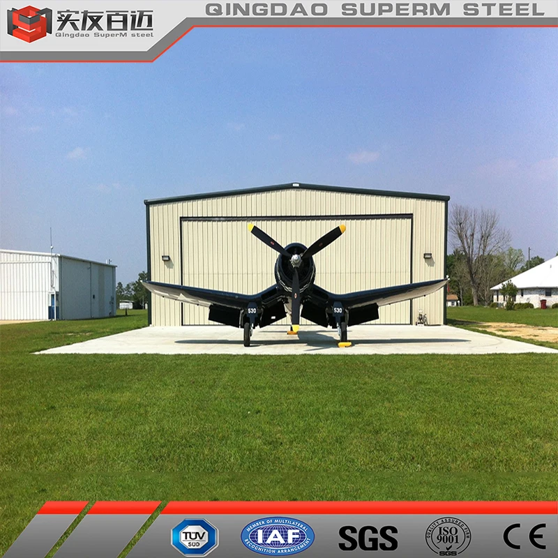 Qingdao SuperM Prefabricated Steel Structure Hangar Building With Insulation Sandwich Panel