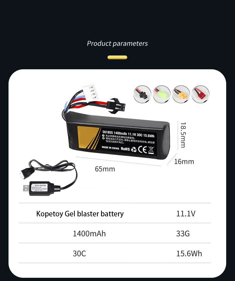 Gel Blaster Battery 11.1v 1400mah 1800mah 2000mah 2800mah - Buy Gel ...