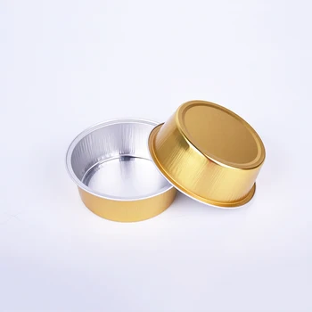 Laixin Mini Disposable Aluminum Foil Cup Cake Gold Baking Cups With Lid