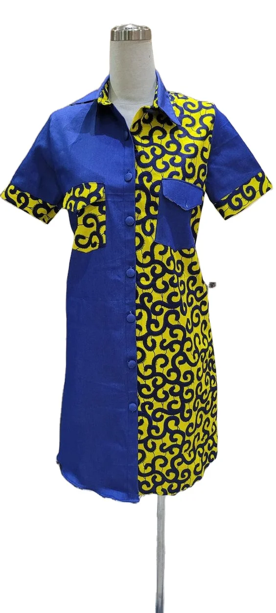 Hot Selling African Print Patchwork Denim Dress Ankara Dress Clothing|  Alibaba.com