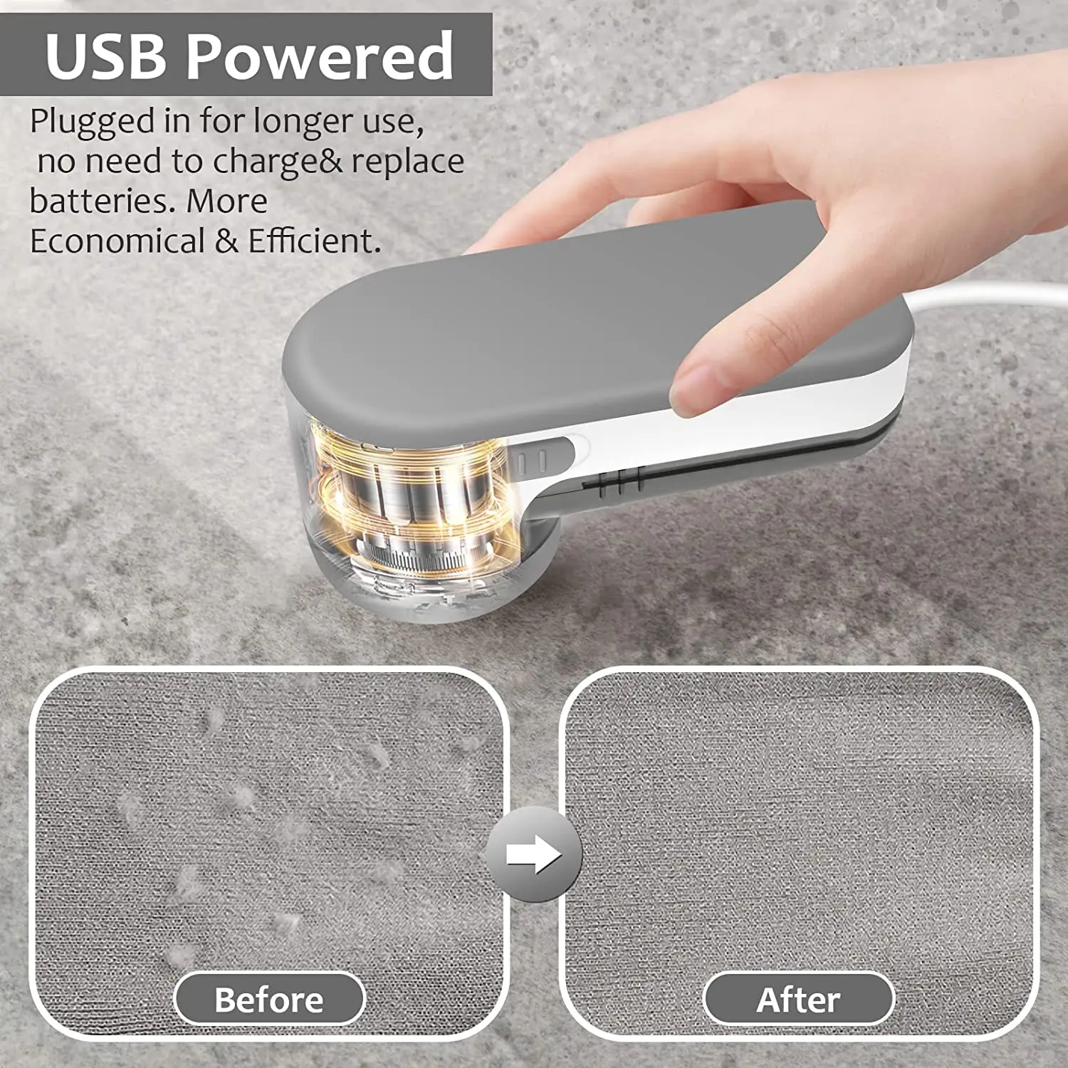 BEST SELLER Fabric Shaver and Lint Remover Sweater Defuzzer Stainless Steel Blades USB Cable Operated