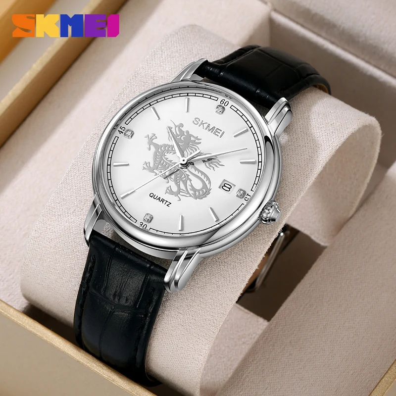 Skmei 2327 Fancy Custom Brand  Man Quartz Watch Perfect Genuine Leather Strap Water Proof Date Display Business Watch Factory