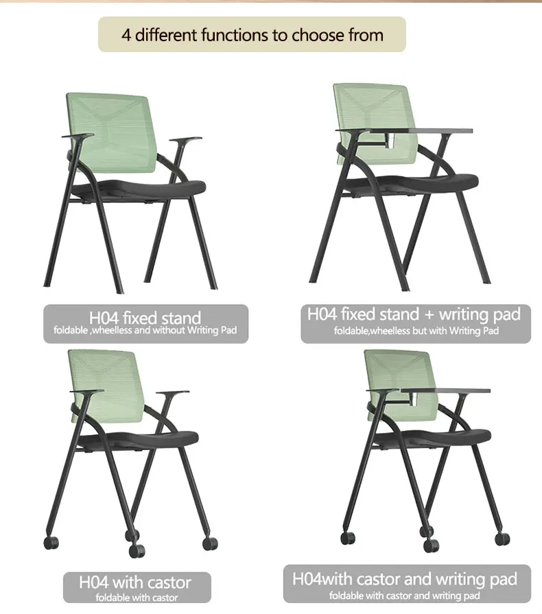 product new design mid back folding conference training chair student chair with writing tablet-97