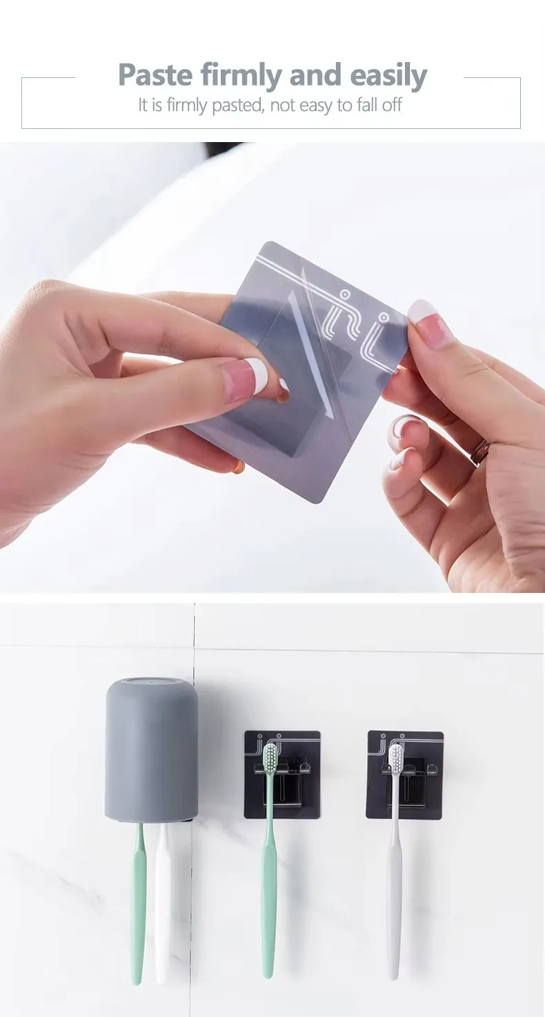 Portable Wall Mounted Plastic Toothbrush Wall Holder Cup for Bathroom Punch-free Toothbrush Holder manufacture