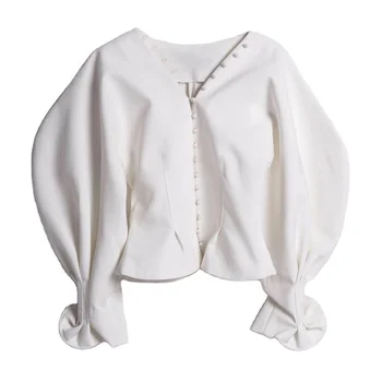 2021 New Designs Backless Tie-Wrap Plain White Crop Woman Long Sleeve Cropped Top Women Clothing Shirts Blouses And Tops Lady