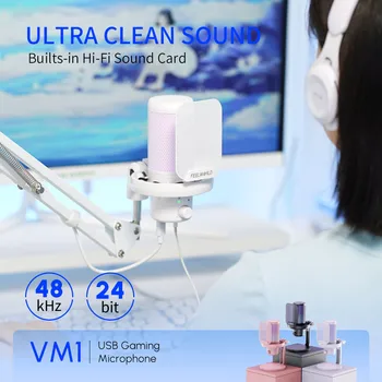 FEELWORLD VM1 LOGO & Box Design Customization Budget USB Live Streaming Mic for Gamers, Condenser Broadcast Quality detail image