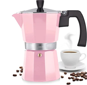 Pink Colorful New Design In Stock 6 Inch House 3 5 6 Cup En aluminum Color Large Mini Espresso Moka Pot Pink Coffee Maker