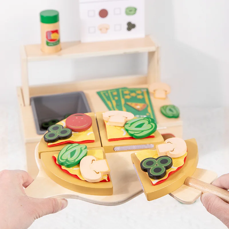 Wooden Pretend Play Kitchen Pizza Oven Toy Education DIY Cooking Simulation Store Toy Simulation Pizza Oven Toy