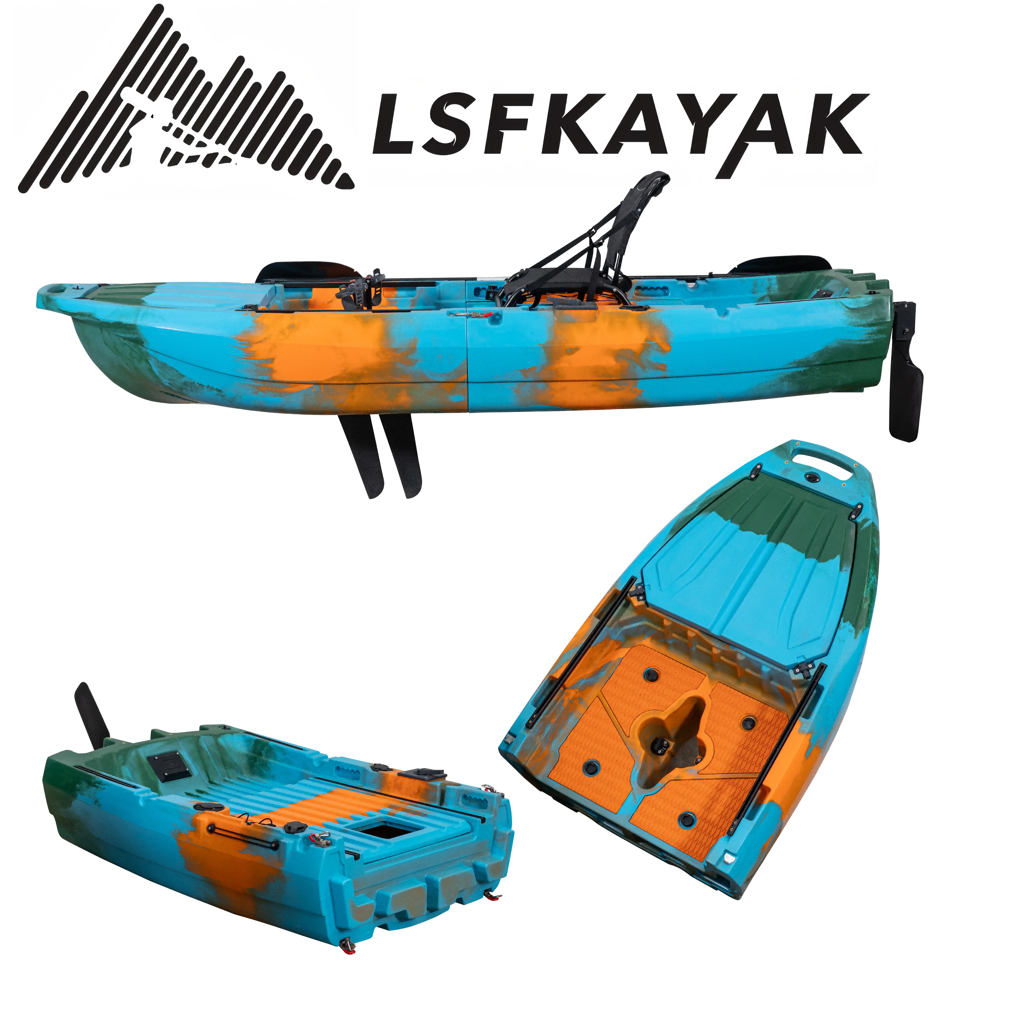Single Popular 10FT Fishing Kayak - Modular Two Sections, One Seat