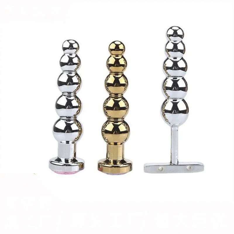 Men and Women's Stainless Steel Anal Beads Plug Metal Graduated Sex Toys  with 5 Balls for Anal Play