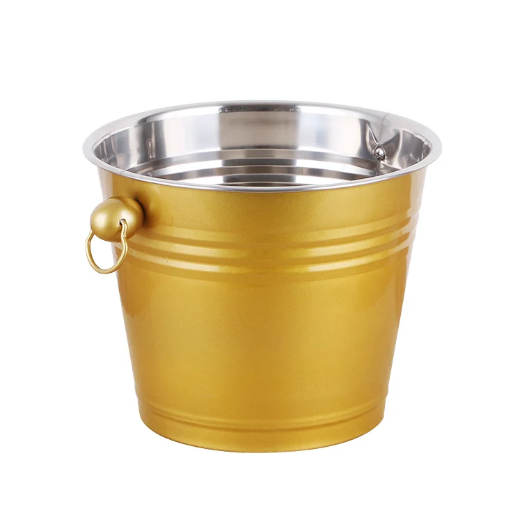 Wholesale Stainless Steel Ice Bucket Colorful Beer Wine Cooler Bucket with Handle_5