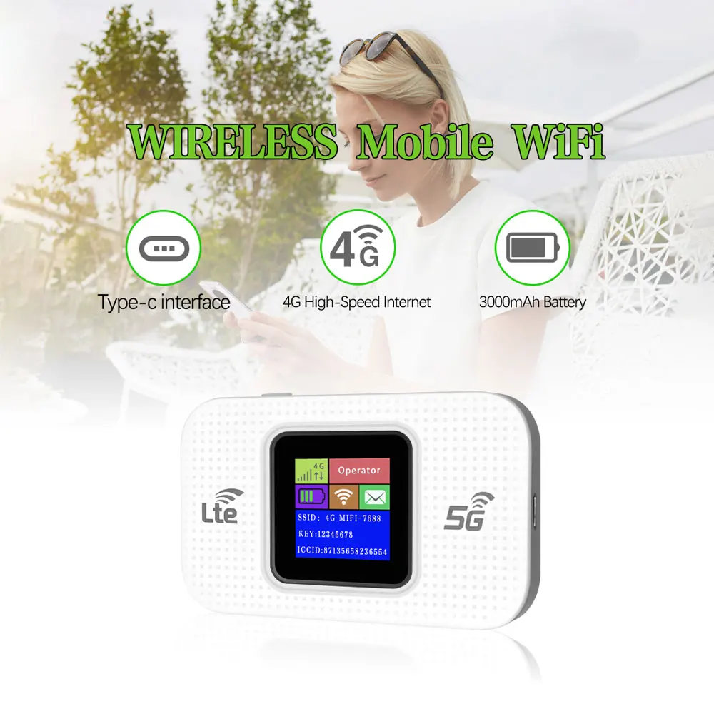 Factory Wholesale Mifis Type-C Charging Modem 4g Lte Sim Card 3000mAh Battery 4g Router Suitable for Laptops