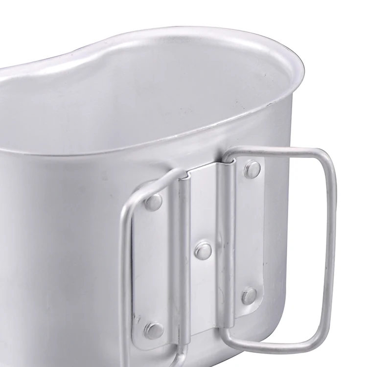 Outdoor Travel 0.8L Canteen Cup Custom Aluminum Metal Water Camping Canteen Cup details