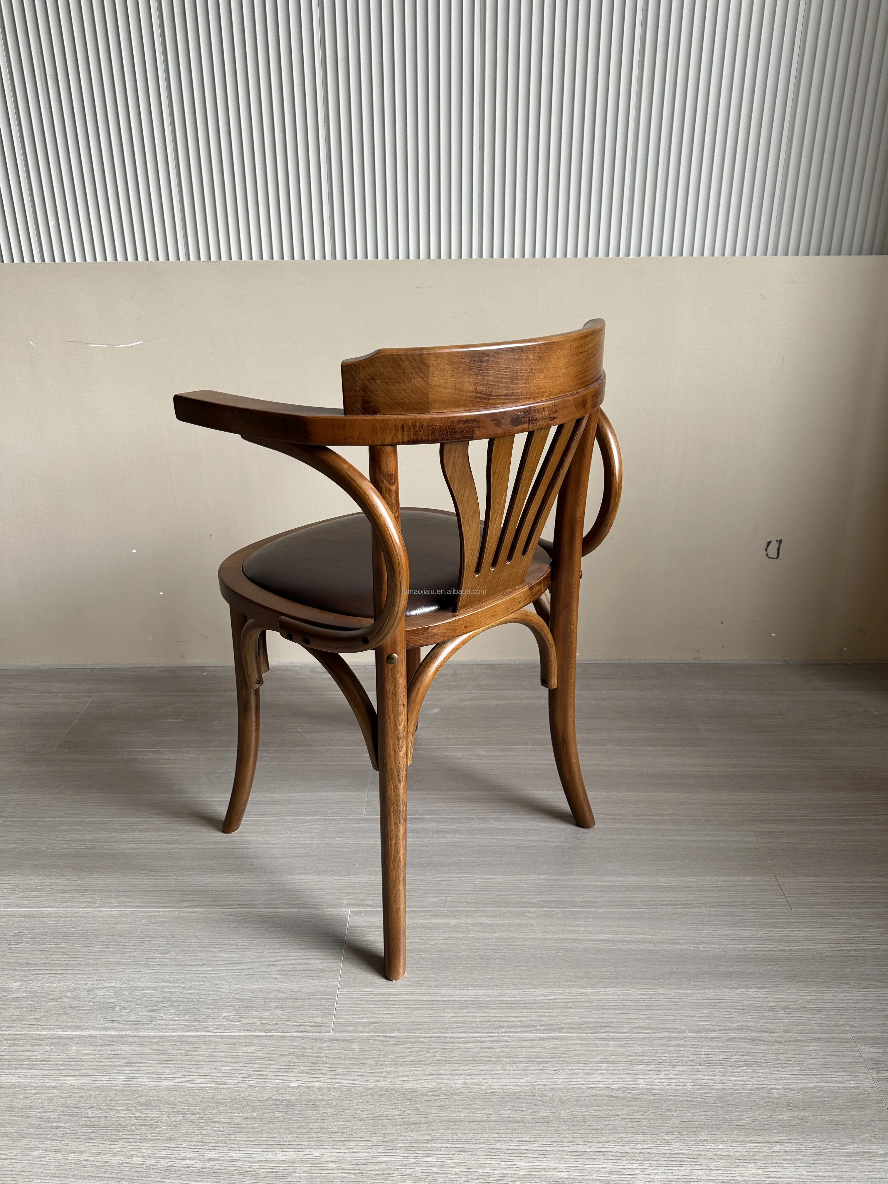 Chair Frame Ribs Ribs Back Design Walnut Color Dining Chairs Restaurant Style Solid Wood ...