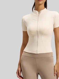 Yoga Top High-Stretch Naked Sensation Yoga Top Seamless Tight-Fit for Running Gym and Fitness  Women's Short Sleeve Yoga Top