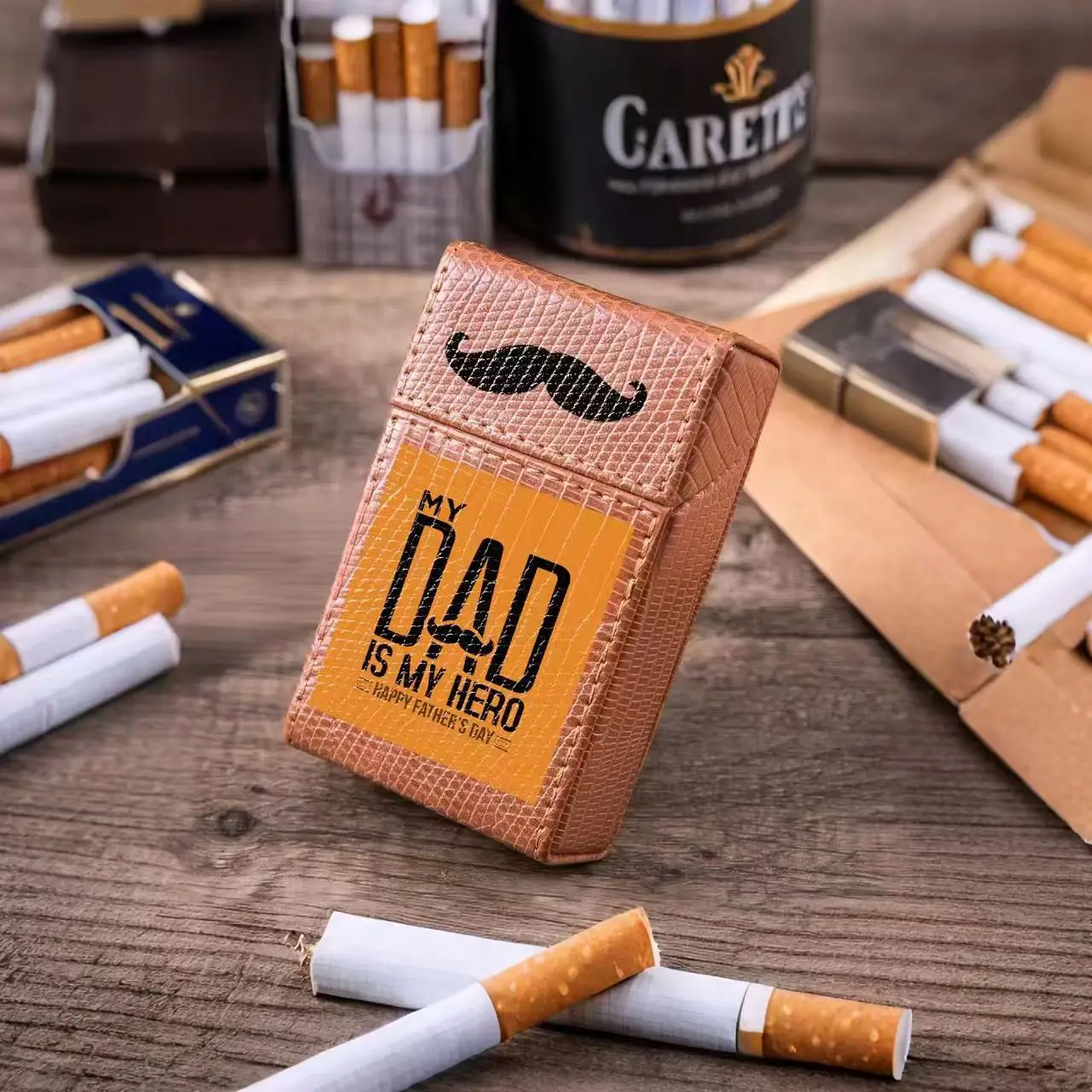 Factory Hot-Selling DIY Small Gift Cigarette Case PU Leather Flip-Top Customizable Logo preview 5