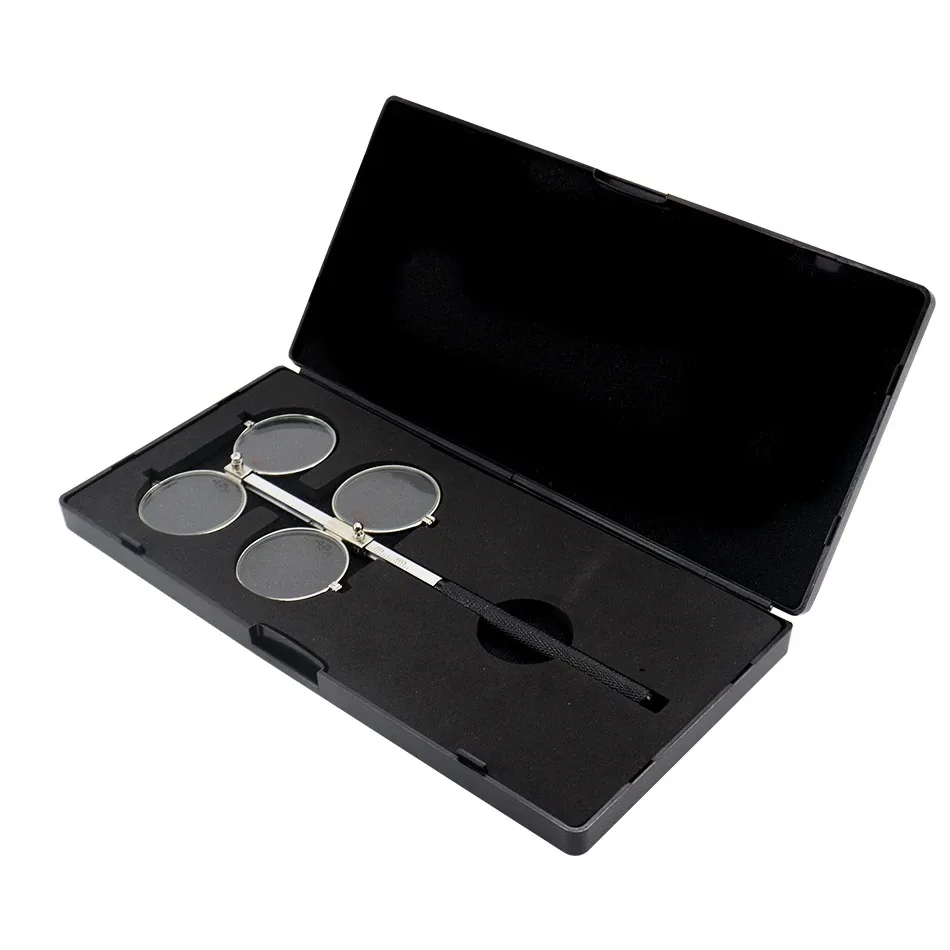 Top Grade Optical Adjustable PD Scale Copper 4-Lens Confirmation Test Metal Ophthalmic Flipper with Black Hard Case