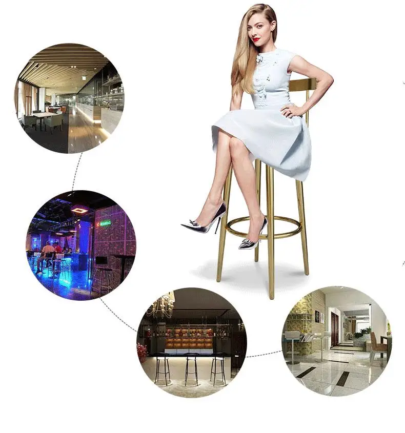 modern public furniture coffee lcharm high metal fram white mini bar stool chair