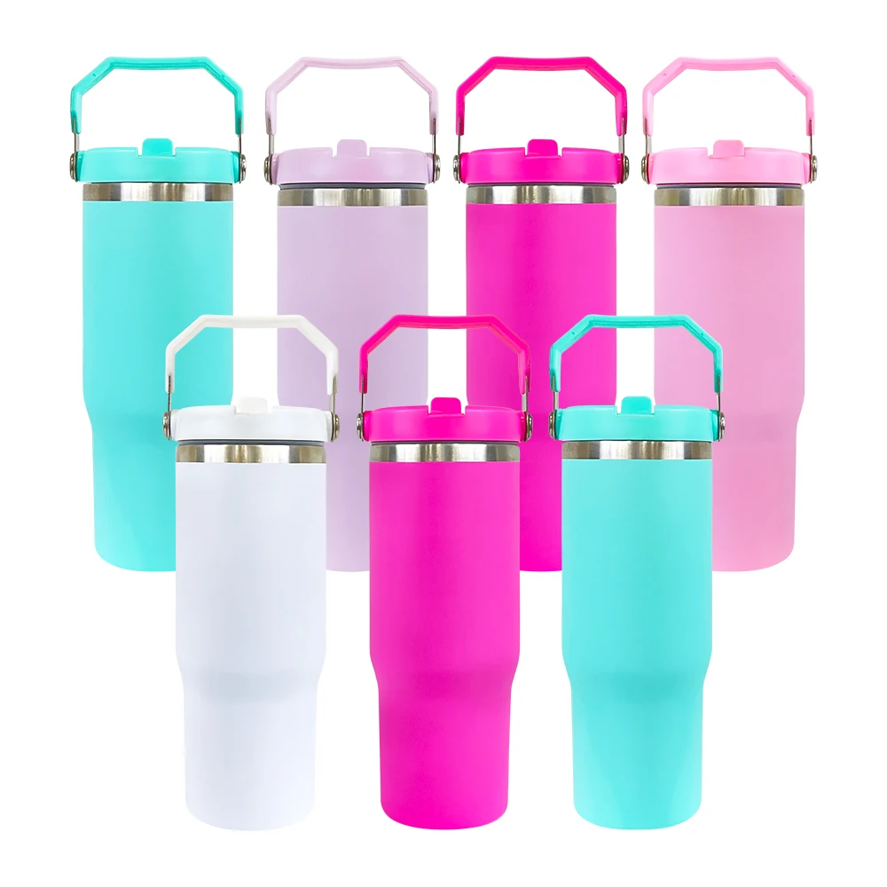 Usa Warehouse 30oz Student Flip Straw Tumbler Double Walled Vacuum