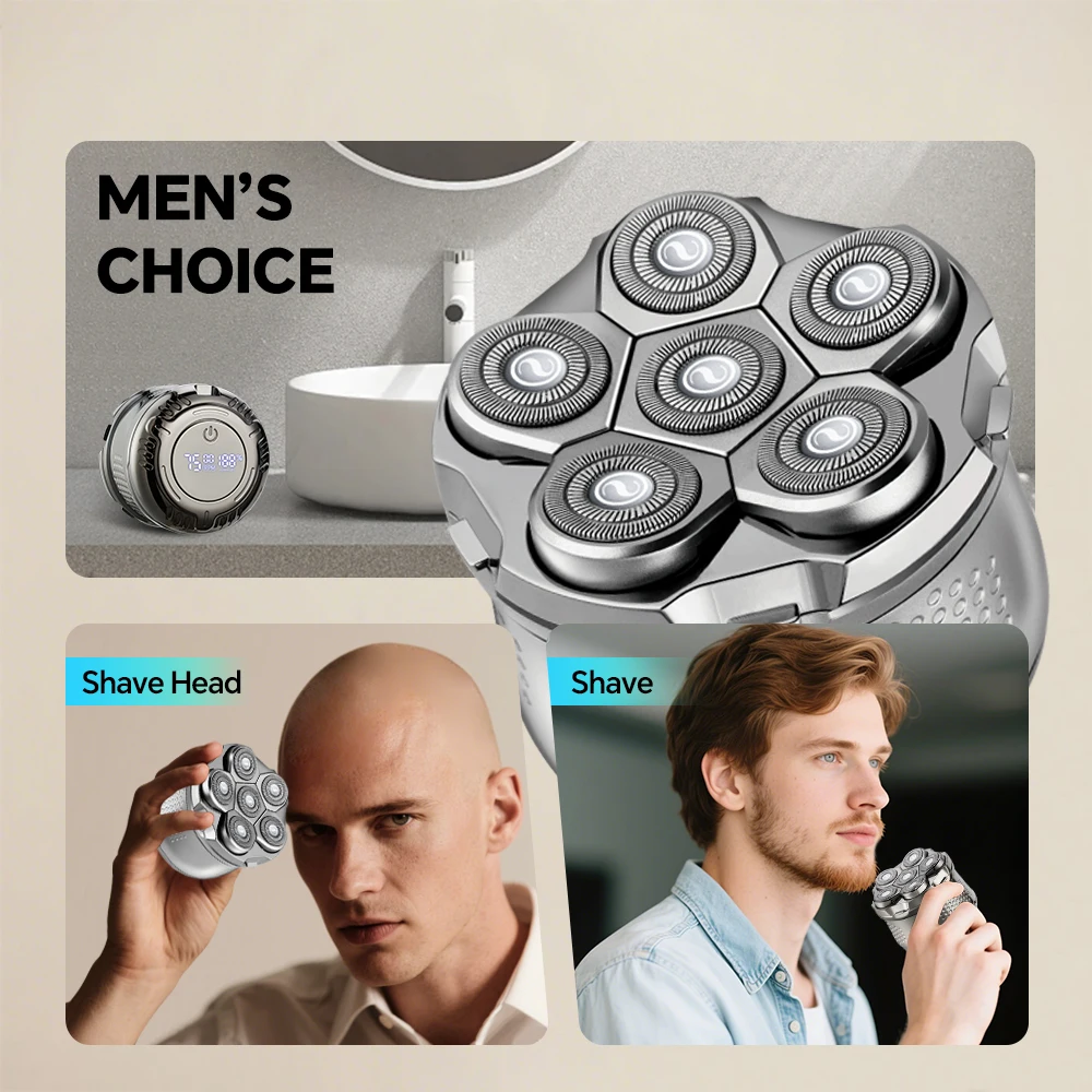 Type-C Charging Electric Shaver Six Blade Floating Razor Stainless Blades Rotary Rotating Shaving Machine for Household RV Hotel manufacture