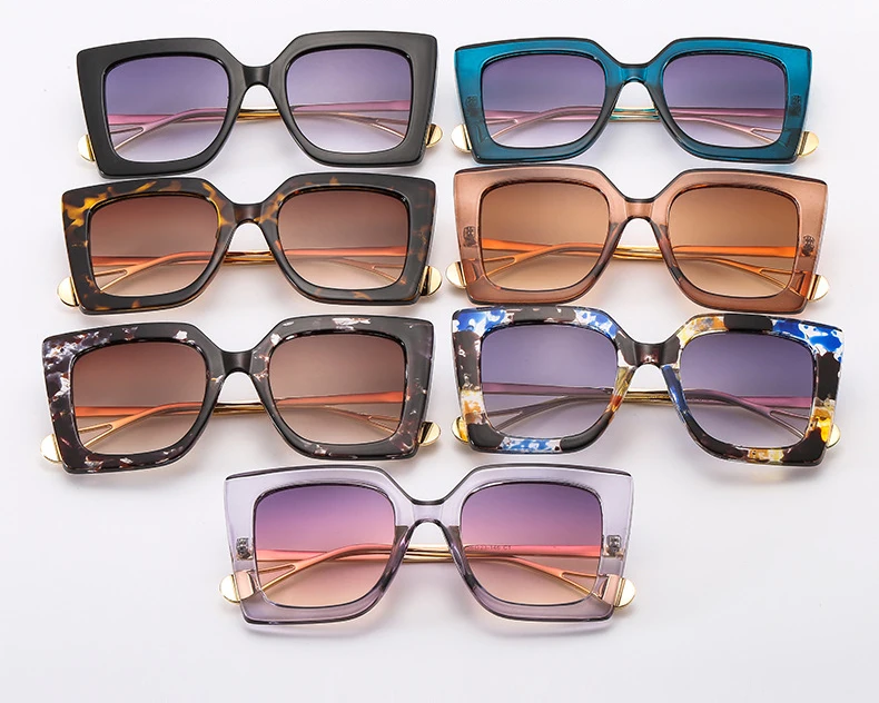 New Trend Retro Custom Uv400 Colorful Sunglasses Oversized Trending Eyewear Woman Square Sunglasses