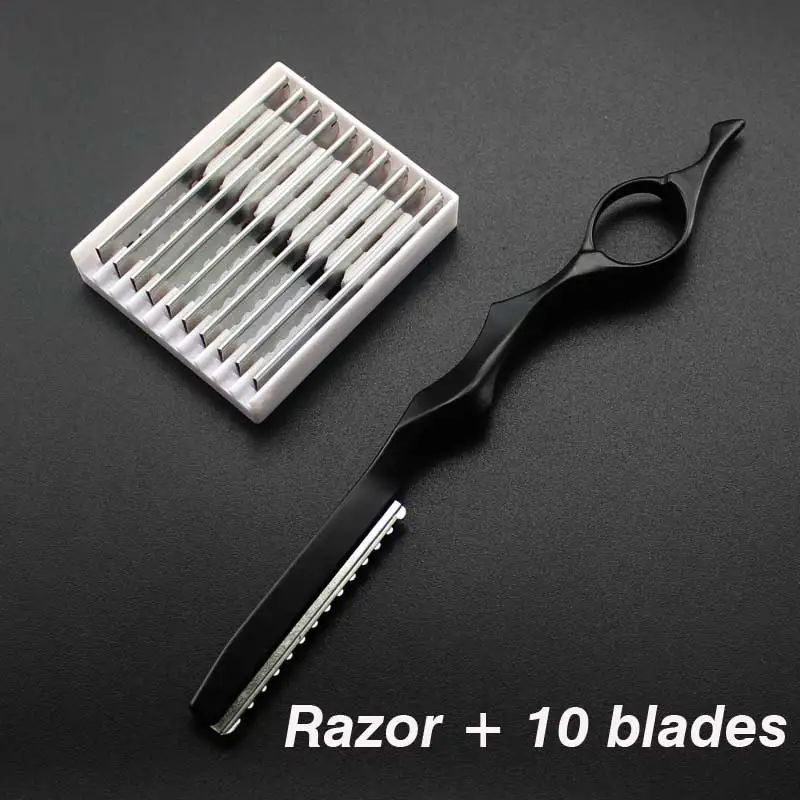 
17,5 см машинка для стрижки волос, металлическое лезвие с одной кромкой, прямая Безопасная бритва из нержавеющей стали, цветные бритвы для филировки волос 